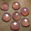 10 pcs - 12x12 mm Cushion Chekar Cut Cabochon Faceted - PINK CHALCEDONY - Gorgeous Nice Pink Sparkle